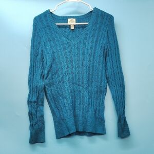 Women's Teal Cable Knit Sweater